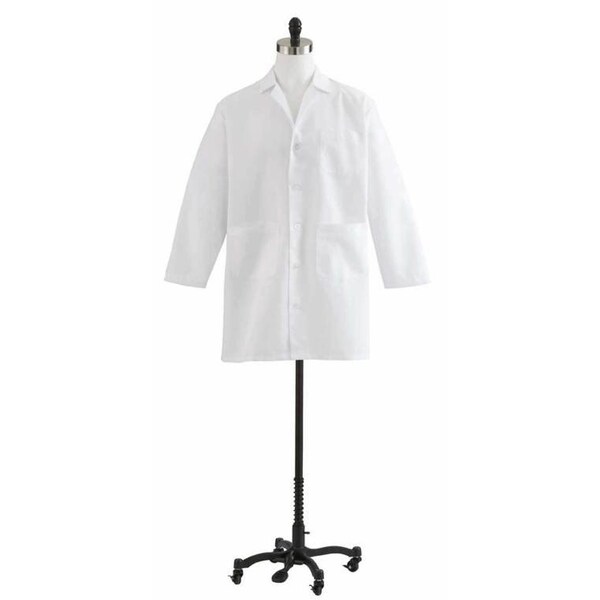 Medline Unisex Lab Coat, Staff Length, Poplin, 3 Pockets, White, Size 40 - MDT12WHT40E