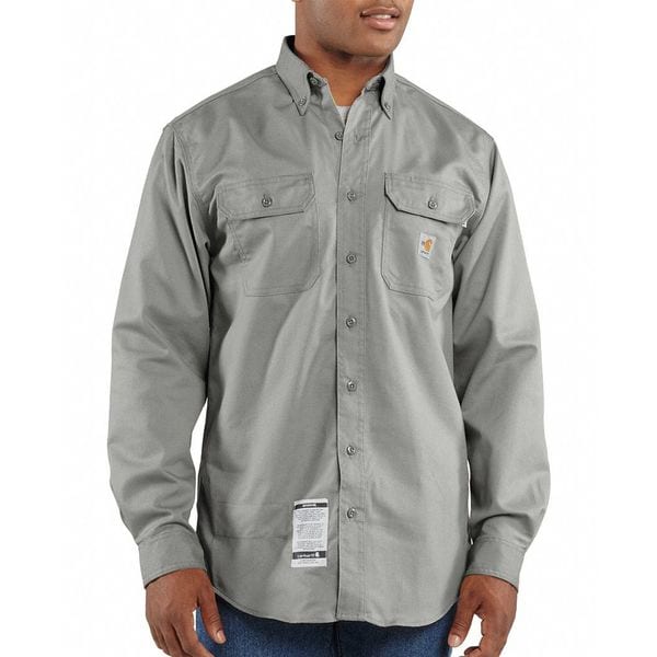 Carhartt Men's Flame-Resistant Collared Shirt, 8.6 cal/sq cm, 2XLT, 12% Nylon, 88% Cotton - FRS160-GRY TLL 2XL
