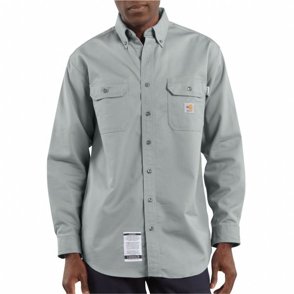Carhartt Men's Flame-Resistant Collared Shirt, 8.6 cal/sq cm, 2XLT, 12% Nylon, 88% Cotton - FRS160-GRY TLL 2XL
