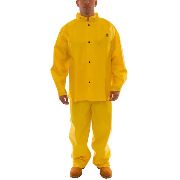Tingley Rain Suit, Heavy Duty PVC, 10.5 mil Thick, Snap-On (Included), Yellow, S - S56307.SM