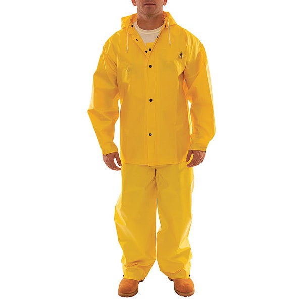 Tingley Rain Suit, Heavy Duty PVC, 10.5 mil Thick, Snap-On (Included), Yellow, S - S56307.SM