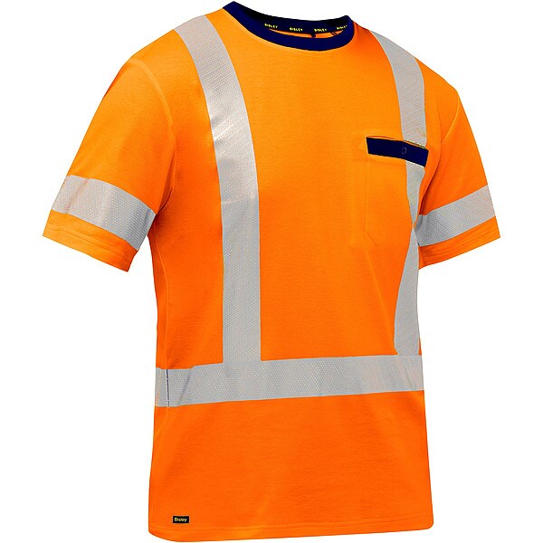 Bisley High-Visibility Shirt, Men's, Crew Neck - 313M1118X-O/XL