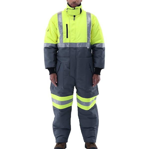 Refrigiwear Insulated Coveralls, Nylon, Lime/Grey, 3XL - 7550RTLG3XL