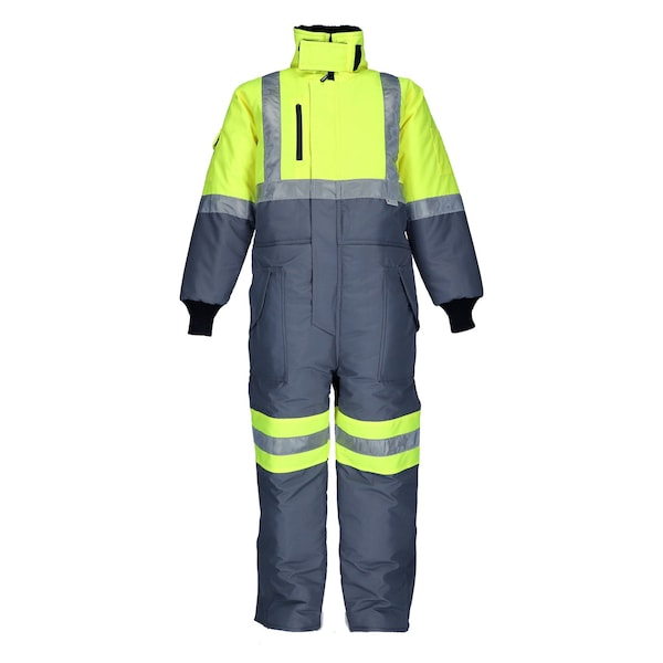 Refrigiwear Insulated Coveralls, Nylon, Lime/Grey, 3XL - 7550RTLG3XL