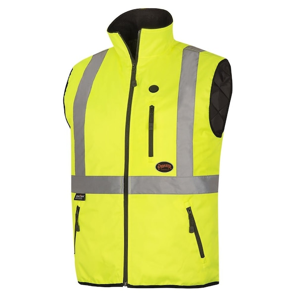 Pioneer Hi-Vis Heated Insulated Safety Vest, 100% Waterproof, Hi-Vis Yellow, M - V1210260U-M