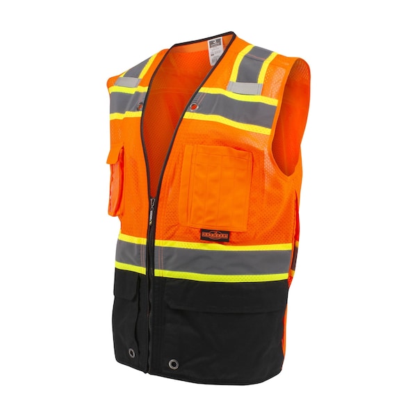 Radians Two-Tone Hi-Vis Safety Vest M Class 2 , Zipper 8 Pockets, 2 Mic Tab, ID Window - SV51B-2ZOM-M