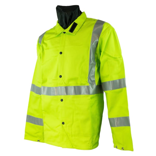 Powerweld High-Viz FR Cotton Welding Jacket, Lime Green, 3X-Large - PWGHVXXXL