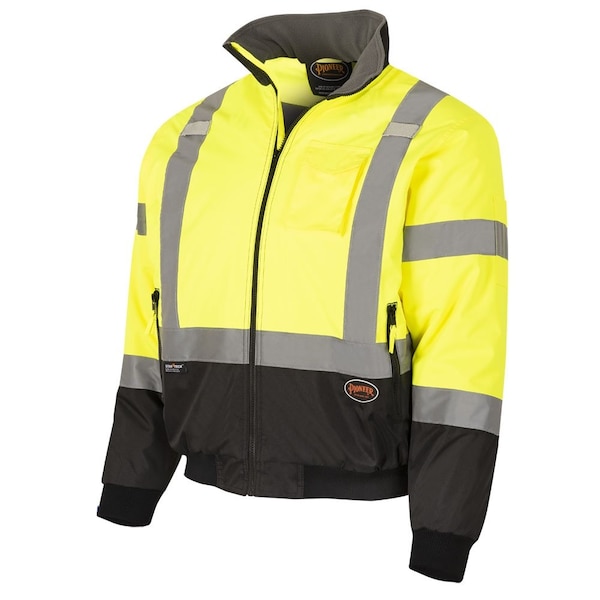 Pioneer High Visibility Waterproof Bomber Jacket, Polyester, Yellow/Green, 3XL - V1130560U-3XL