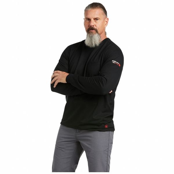 Ariat Men's FR Durastretch Work Shirt, 8.1 cal/sq cm, L, Stretch Logo Crew - 10039295