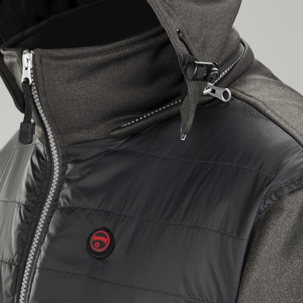Pioneer Heated Fleece Hoodie Jacket w/ Detachable Hood, Charcoal, XL - V3210440U-XL