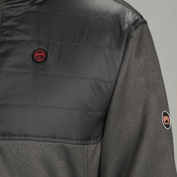 Pioneer Heated Fleece Hoodie Jacket w/ Detachable Hood, Charcoal, XL - V3210440U-XL