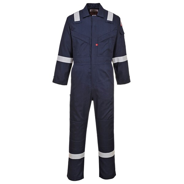 Portwest FR Antistatic Coverall, XL, 8.2 cal/cm2 ATPV, 4XL, 99% Cotton, 1% Carbon Fiber, Concealed Zipper - UFR21