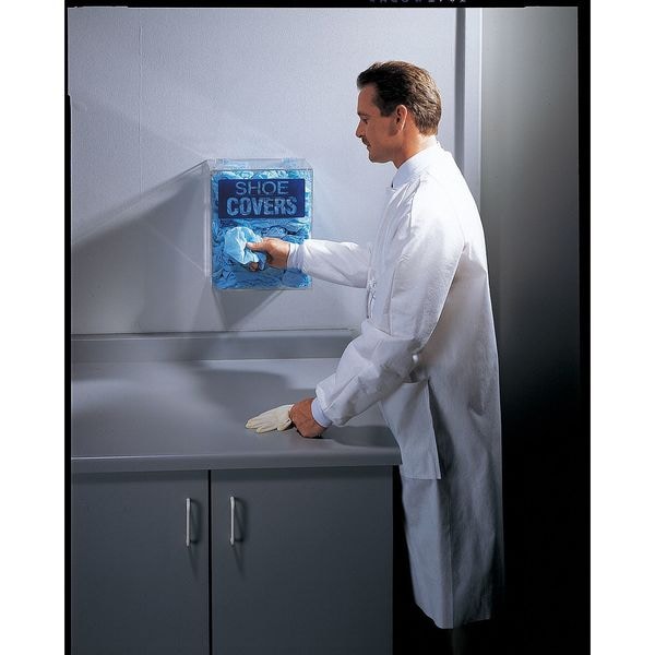 Brady Shoe/Boot Cover Dispenser, Acrylic, Blue/Clear, 14 in - PD322E