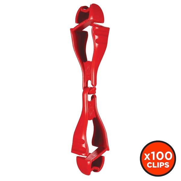 Ergodyne Swivel Glove Clip Holder with Dual Clips 3420, 100 Pairs, Red, 100PK - 19313-BULK