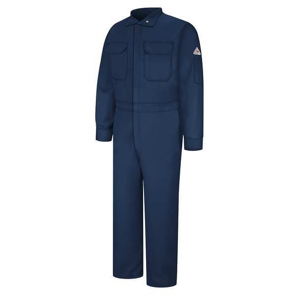 Bulwark Coverall, 12 cal/sq cm ATPV, M, 30 1/2 in Inseam, 88% Cotton/12% Nylon, Zipper - CLB6NV RG 40