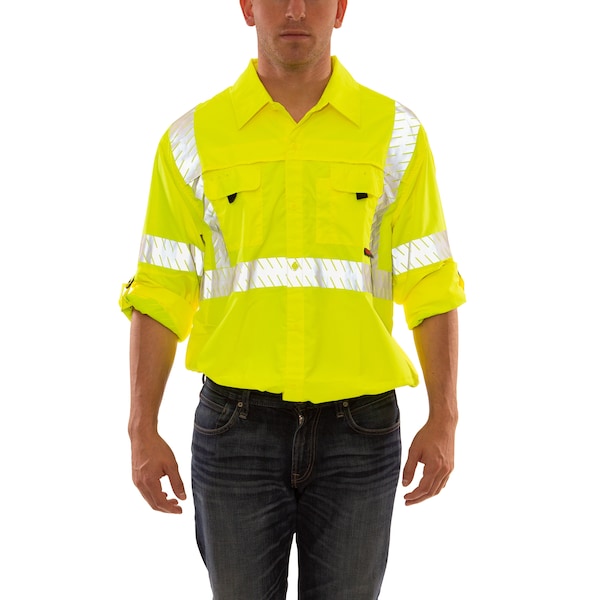 Tingley Job Sight Work Shirt, Size L, Hi-Vis Green/Yellow - S76522