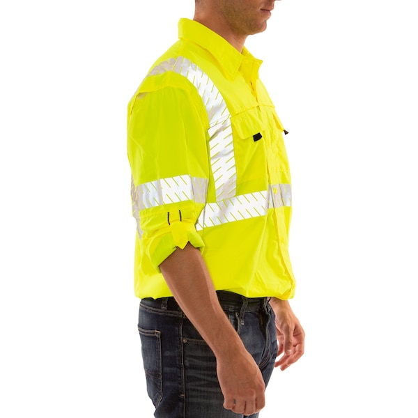 Tingley Job Sight Work Shirt, Size L, Hi-Vis Green/Yellow - S76522