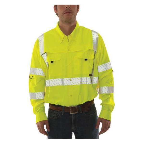 Tingley Job Sight Work Shirt, Size L, Hi-Vis Green/Yellow - S76522