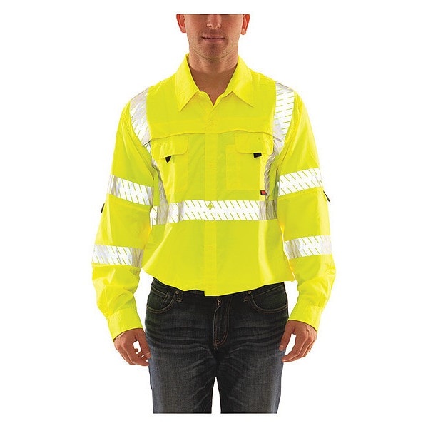 Tingley Job Sight Work Shirt, Size L, Hi-Vis Green/Yellow - S76522