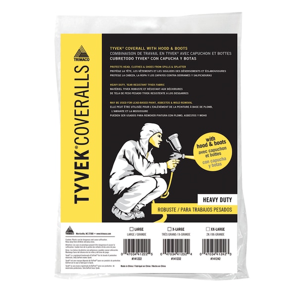 Trimaco Dupont Tyvek Coverall with Hood and Boots White XL 1 pk - 141232/12