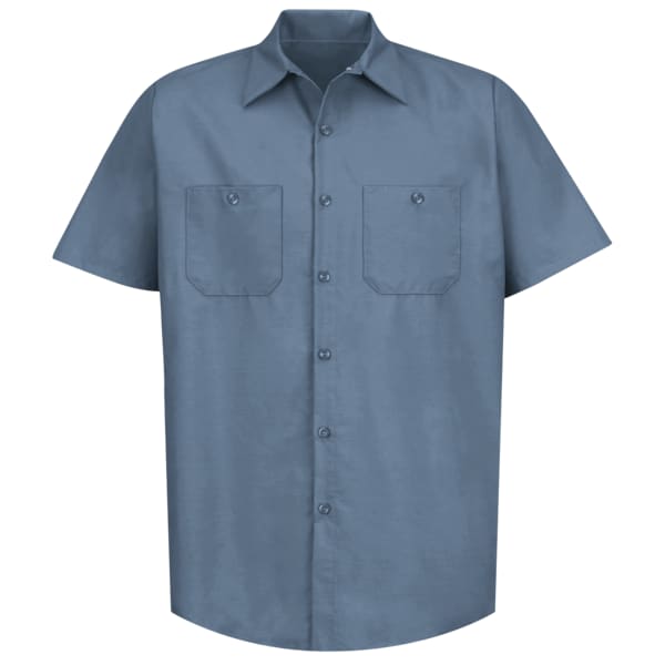 Red Kap Men's Mens Ss Post Blue Poplin Work Shirt, 2XL, Cotton/Polyester, Buttons Closure, 2 Pocket(s), 2XL - SP24PB SSLXXL