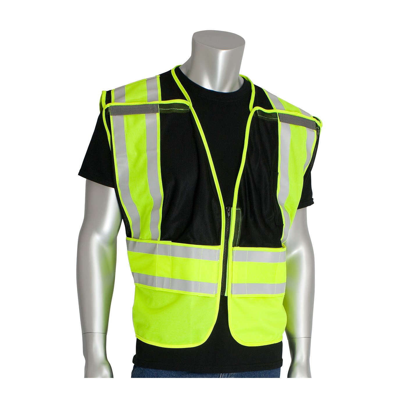 Pip Public Safety Vests, Ansi 207 - 302-PSV-BLK-NL-M/XL