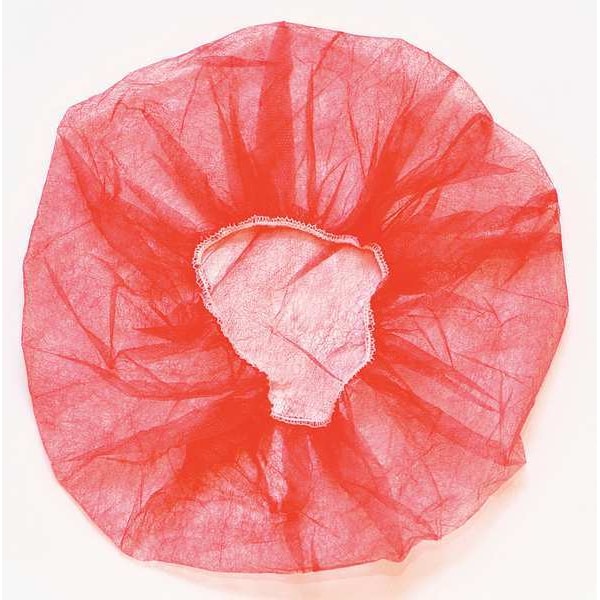 Action Chemical Bouffant Cap, Polypropylene, 24 in Dia., Red, L, 1000 PK - B24R