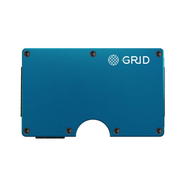 Grid Wallet Aluminum Wallet with Money Clip, Blue - ALUBL-CLIP