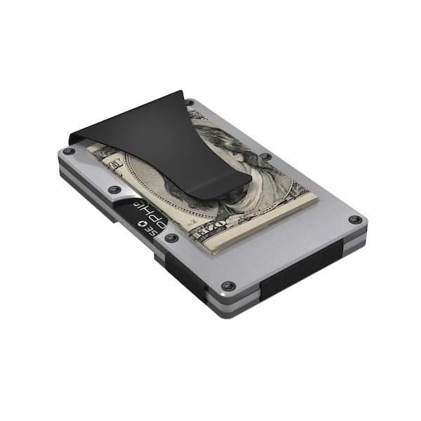 Grid Wallet Silver Aluminum Wallet with Money Clip - ALUSIL-CLIP