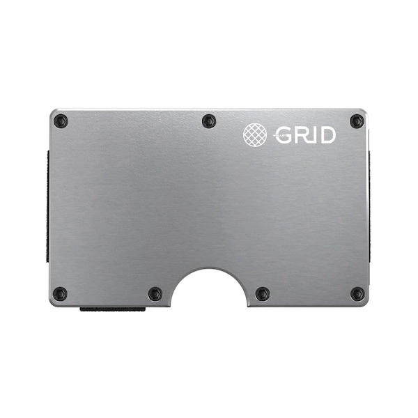 Grid Wallet Silver Aluminum Wallet with Money Clip - ALUSIL-CLIP