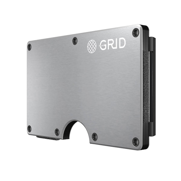 Grid Wallet Silver Aluminum Wallet with Money Clip - ALUSIL-CLIP