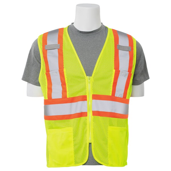 Deltaplus Safety Vest, Contrasting, Mesh, Class 3, S383P, Hi-Viz Lime, 6X - 62172
