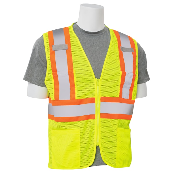 Deltaplus Safety Vest, Contrasting, Mesh, Class 3, S383P, Hi-Viz Lime, 6X - 62172