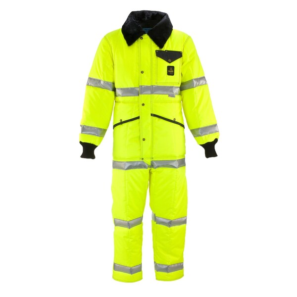 Refrigiwear Hi Vis Iron-Tuff Hi-Vis Coverall, Nylon, 11.25 oz Fabric Weight, Lime, 3XL - 0344RHVL3XLL2