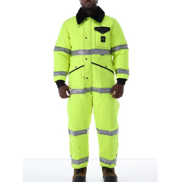 Refrigiwear Hi Vis Iron-Tuff Hi-Vis Coverall, Nylon, 11.25 oz Fabric Weight, Lime, 3XL - 0344RHVL3XLL2