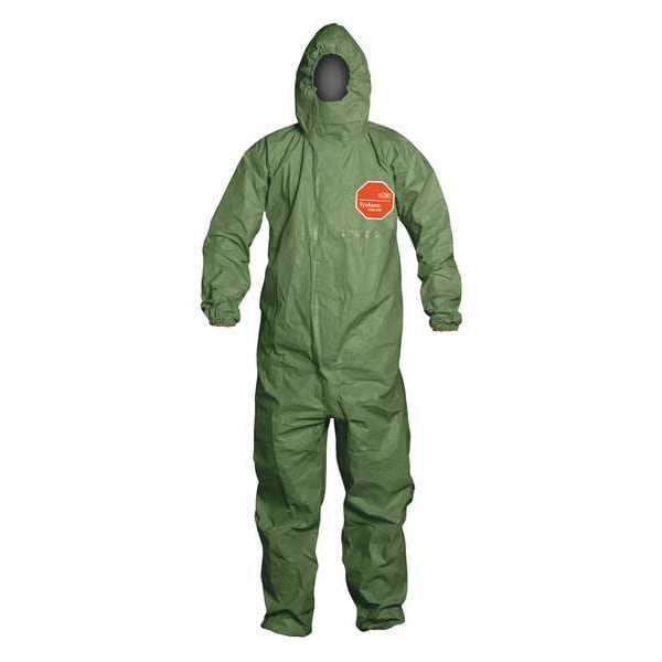 Dupont Chemical Resistant Coverall, Hooded, L, Tychem(R) 2000 SFR, Zipper, Elastic Cuff, Elastic Ankle - QS127TGRLG000400