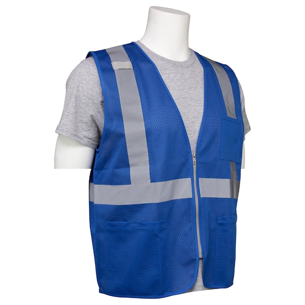 Deltaplus S863P Non-ANSI Mesh Safety Vest, Zip, 3 Pkts, Royal Blue, LG - 63265