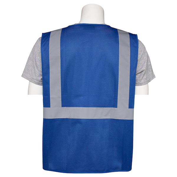 Deltaplus S863P Non-ANSI Mesh Safety Vest, Zip, 3 Pkts, Royal Blue, LG - 63265
