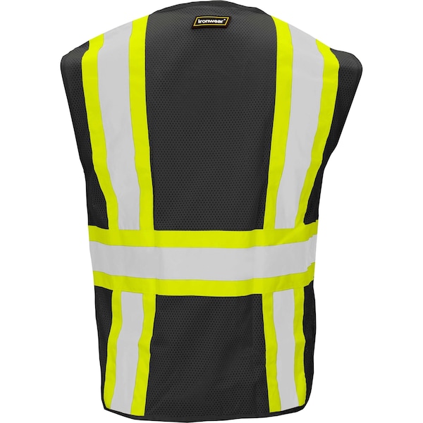 Ironwear Two-Tone Hi-Vis Safety Vest L Class 2 , Zipper 6 Pockets - 1287-BKZ-RD-LG