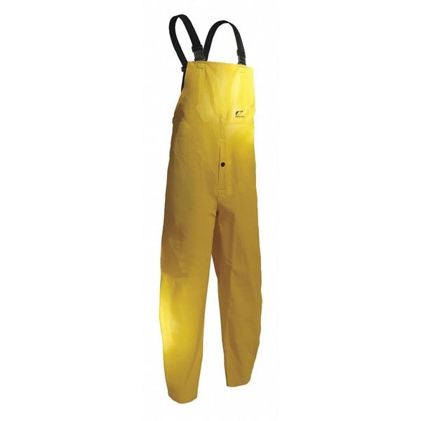 Onguard Webtex Bib Flyfront Overall, Polyester, PVC, 28 in Inseam, 42 in Waist, 0.65 mm Thickness, Yellow - 7605200