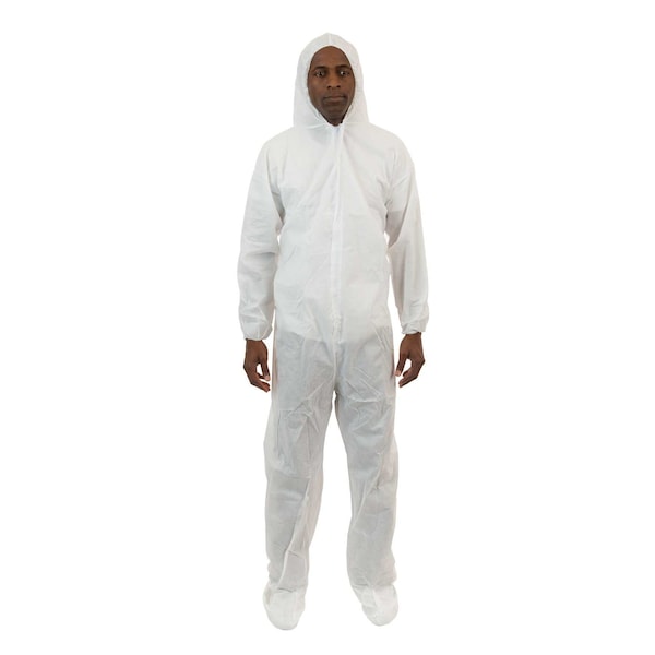 International Enviroguard Disposable Coverall, Hooded, 2XL, SMS, Zipper, Elastic Cuff, Attached Boots Ankle, Serged Seam - 2229