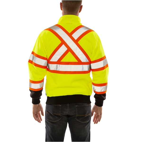 Tingley Unisex High Visibility Sweatshirt, Polyester, zipper Closure, Black/Green - S78122C