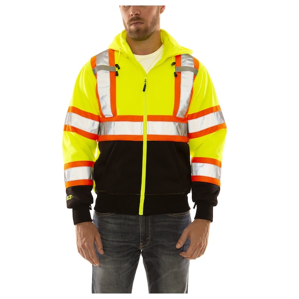 Tingley Unisex High Visibility Sweatshirt, Polyester, zipper Closure, Black/Green - S78122C