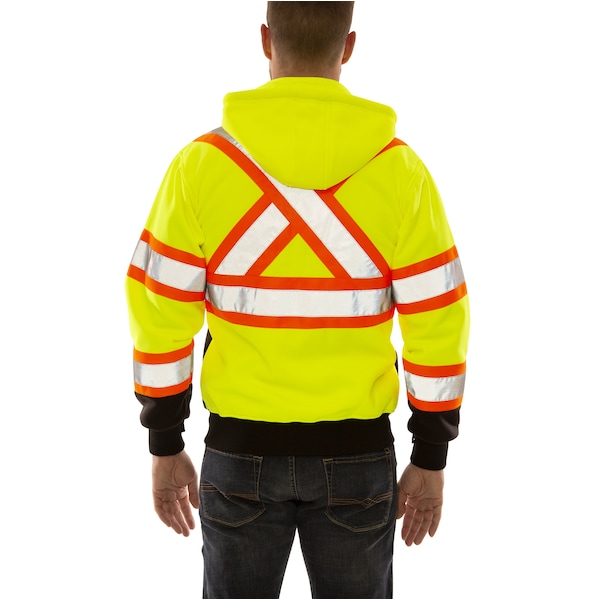 Tingley Unisex High Visibility Sweatshirt, Polyester, zipper Closure, Black/Green - S78122C