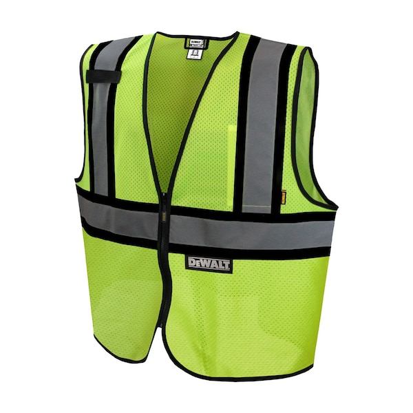 Dewalt Hi-Vis Economy Vest w/Contrasting Trim L Class 2 , Zipper Closure 1 Mic Tab - DSV221-L