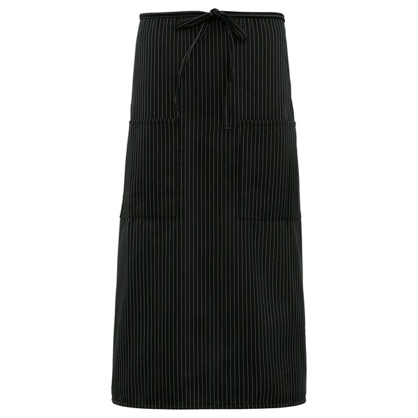 Fame (A Delta Plus Group Company) Bistro Waist Apron, Full Length, 2 Pocket, F54, Black Gray Pinstripe - 83423