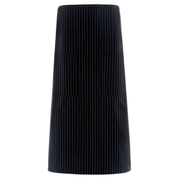 Fame (A Delta Plus Group Company) Bistro Waist Apron, Full Length, 2 Pocket, F54, Black White Pinstripe - 33562