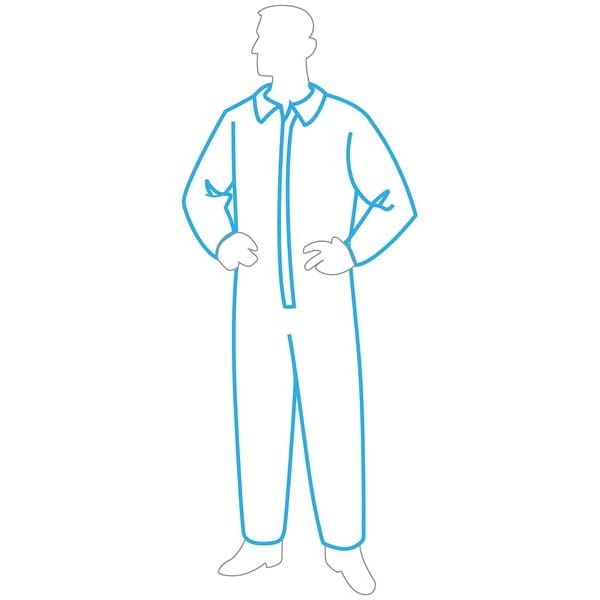 Zoro Select Disposable Coverall, Collared, 3XL, Spunbonded Polypropylene, Zipper, Elastic Cuff, Open Ankle - 18120 3X