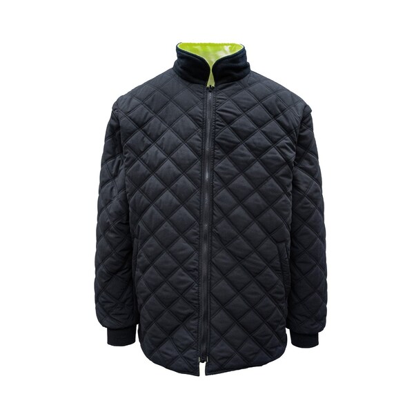 Game Workwear Hi-Vis 4-in-1 Jacket, 100% Polyester PU Coated Fabric, Hi Vis Lime, S - 1365