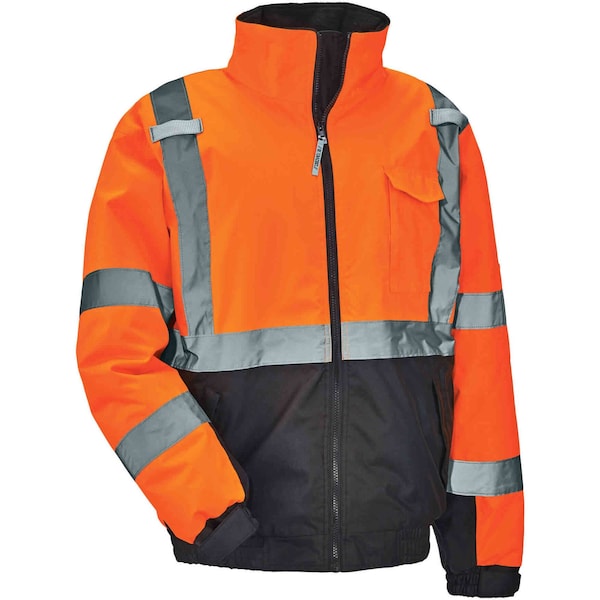 Ergodyne Quilted Bomber Jacket, 300D Oxford Polyester, Class 3 Type R, Hi-Viz Orange, 5XL - 8377